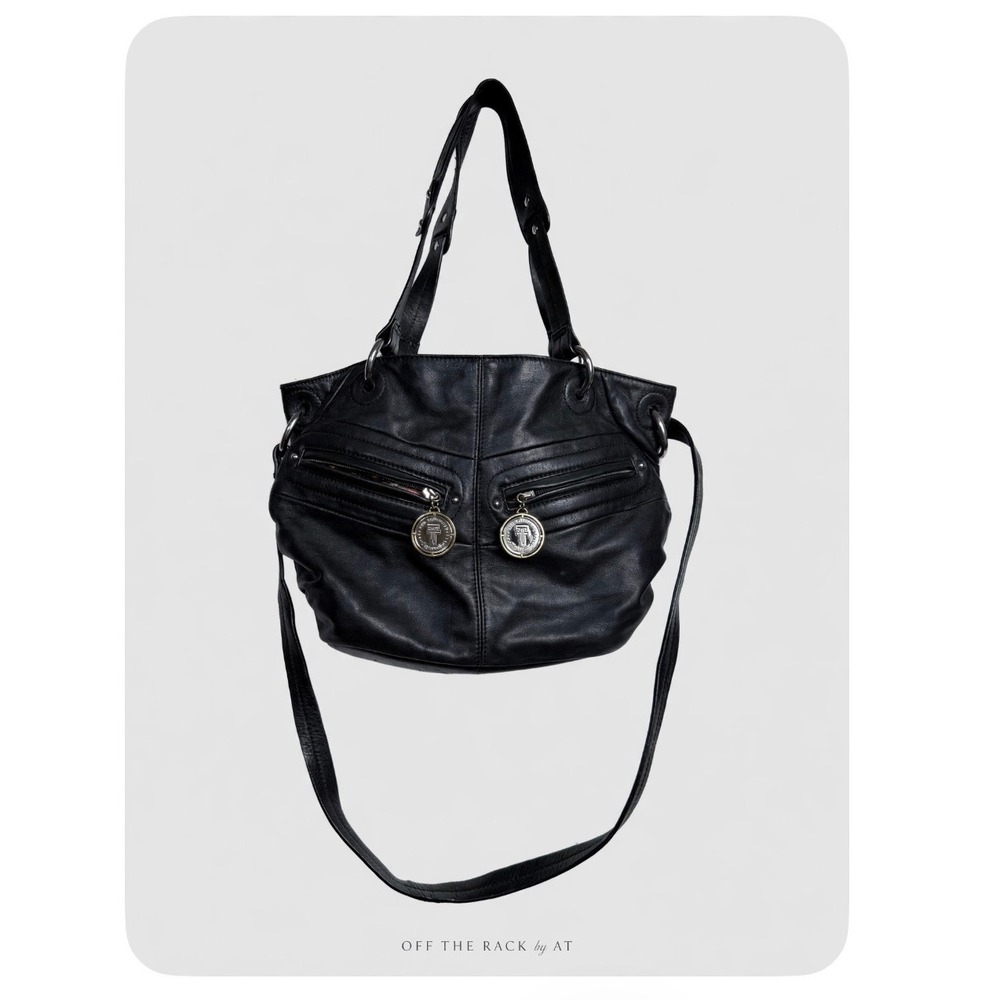 Tignanello Black Leather Hobo Shoulder Bag 20th Anniversary Crossbody